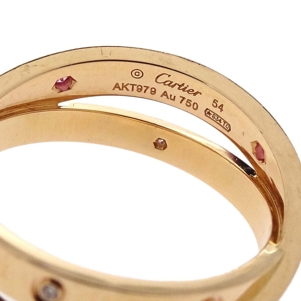 Cartier Be Love Ring Au750 Pink Sapphire Diamond #54 AKT979 Jewelry