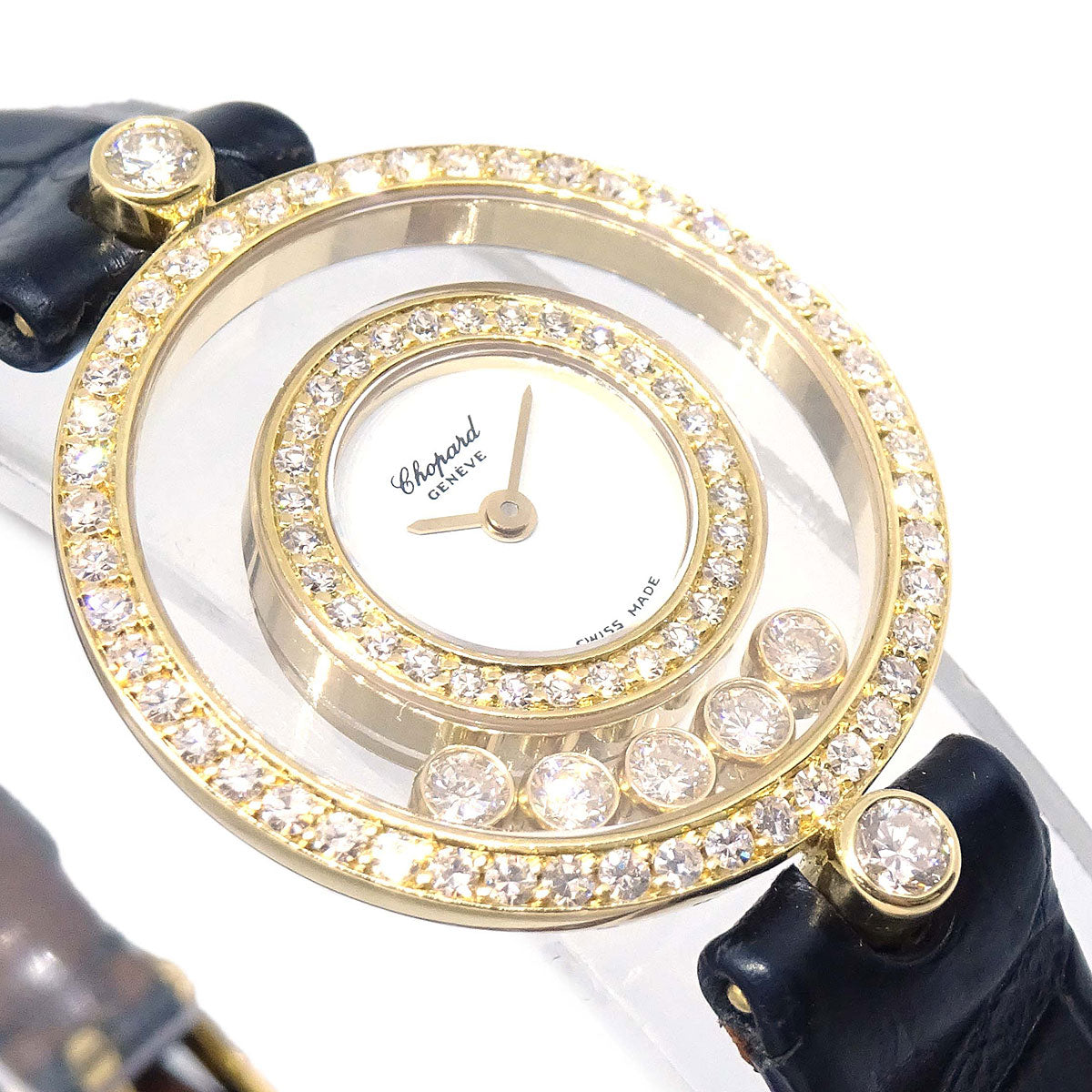 Chopard Happy Diamonds Ref.20/3957 Quartz Watch 18KYG Diamond Crocodile