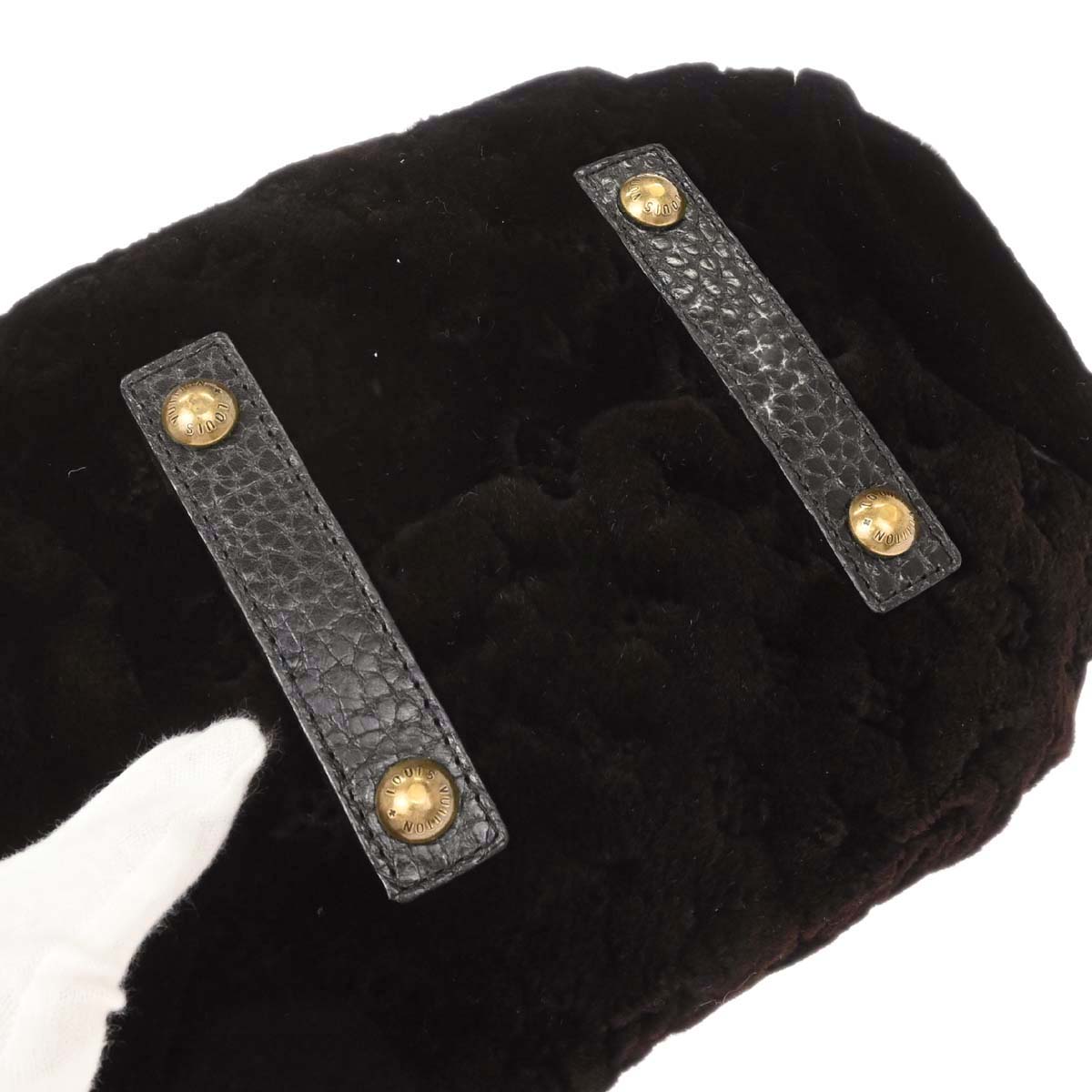 Louis Vuitton 2005 Brown Mink Fur Demi-lune Cabochons Handbag M95080