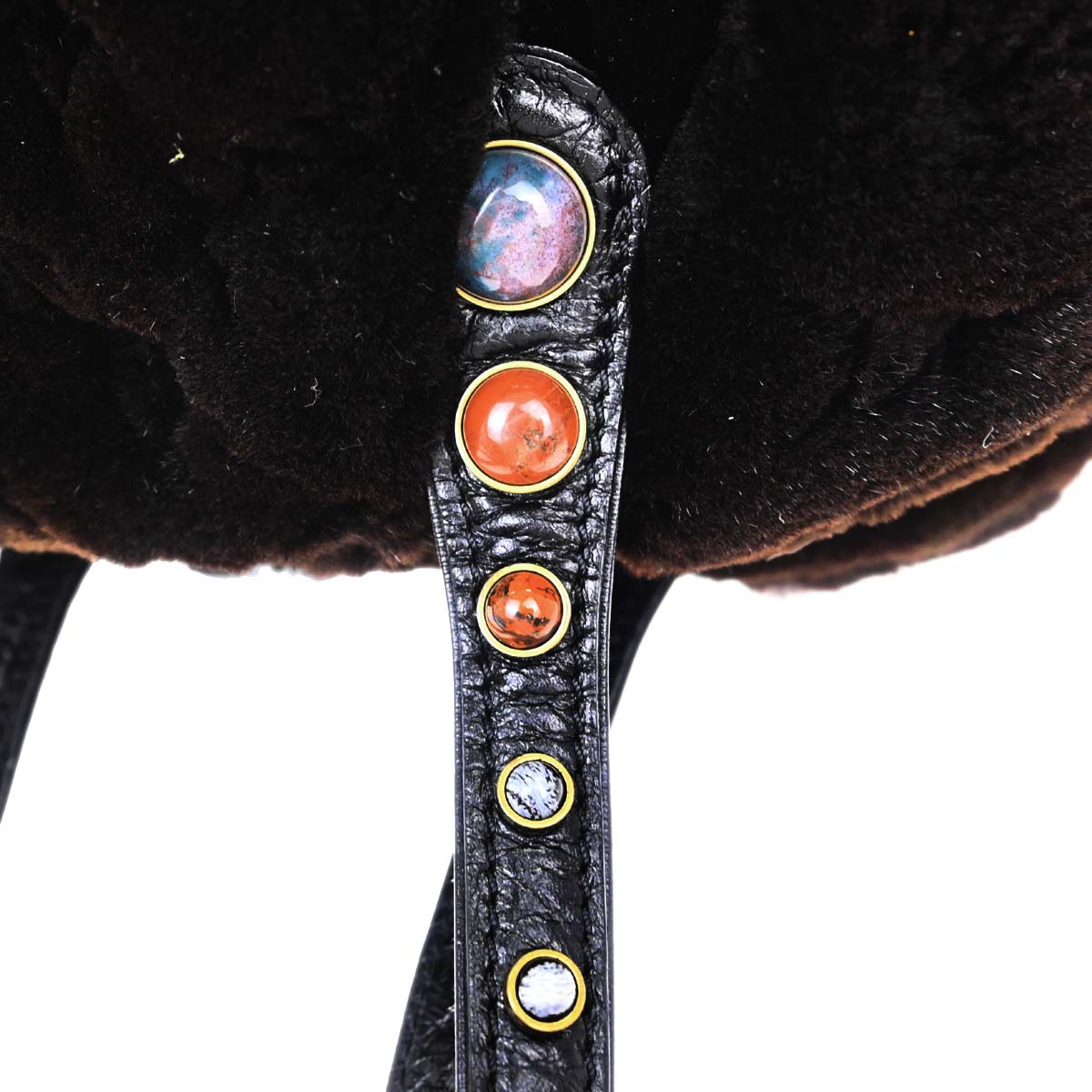 Louis Vuitton 2005 Brown Mink Fur Demi-lune Cabochons Handbag M95080