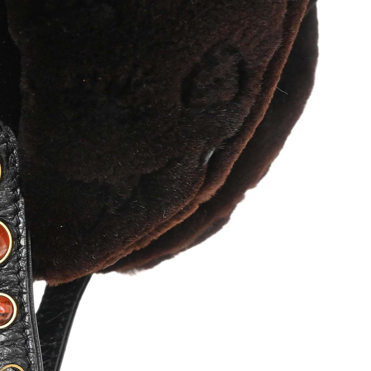 Louis Vuitton 2005 Brown Mink Fur Demi-lune Cabochons Handbag M95080