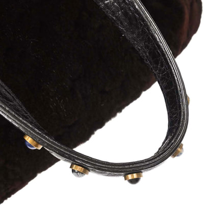 Louis Vuitton 2005 Brown Mink Fur Demi-lune Cabochons Handbag M95080