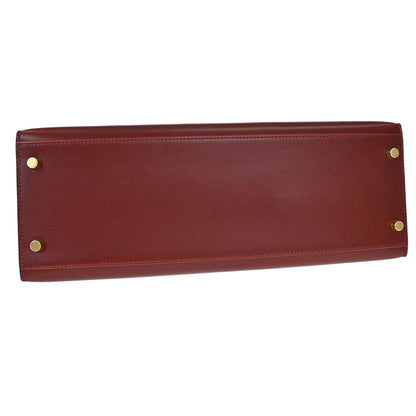 Hermes Rouge H Box Calf Kelly 32 Sellier 2way Shoulder Handbag