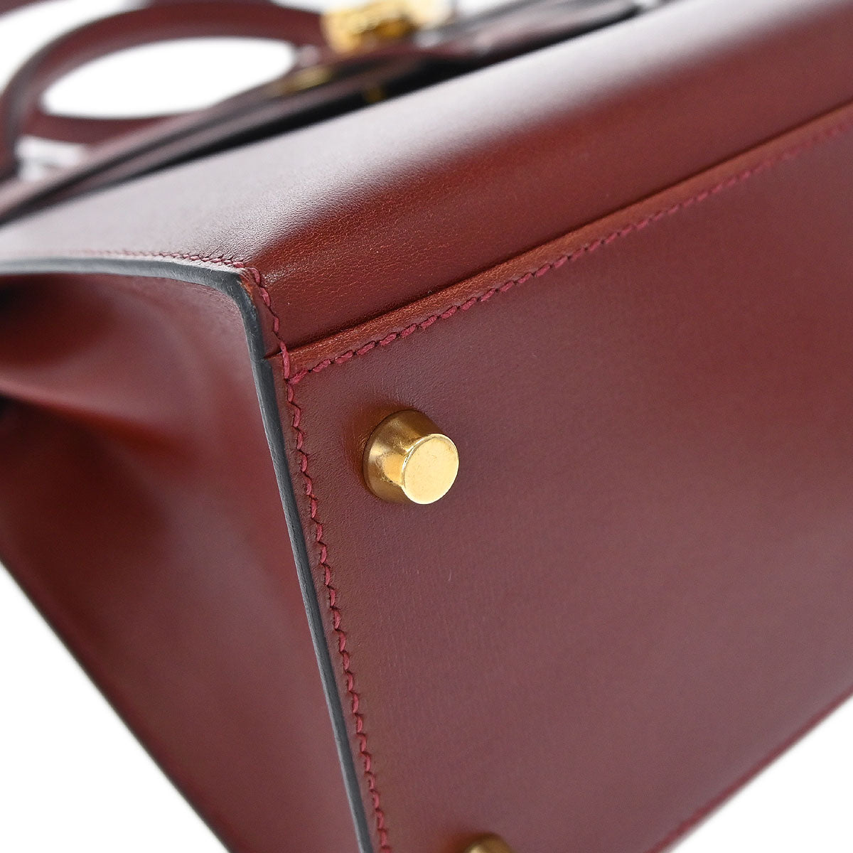 Hermes Rouge H Box Calf Kelly 32 Sellier 2way Shoulder Handbag