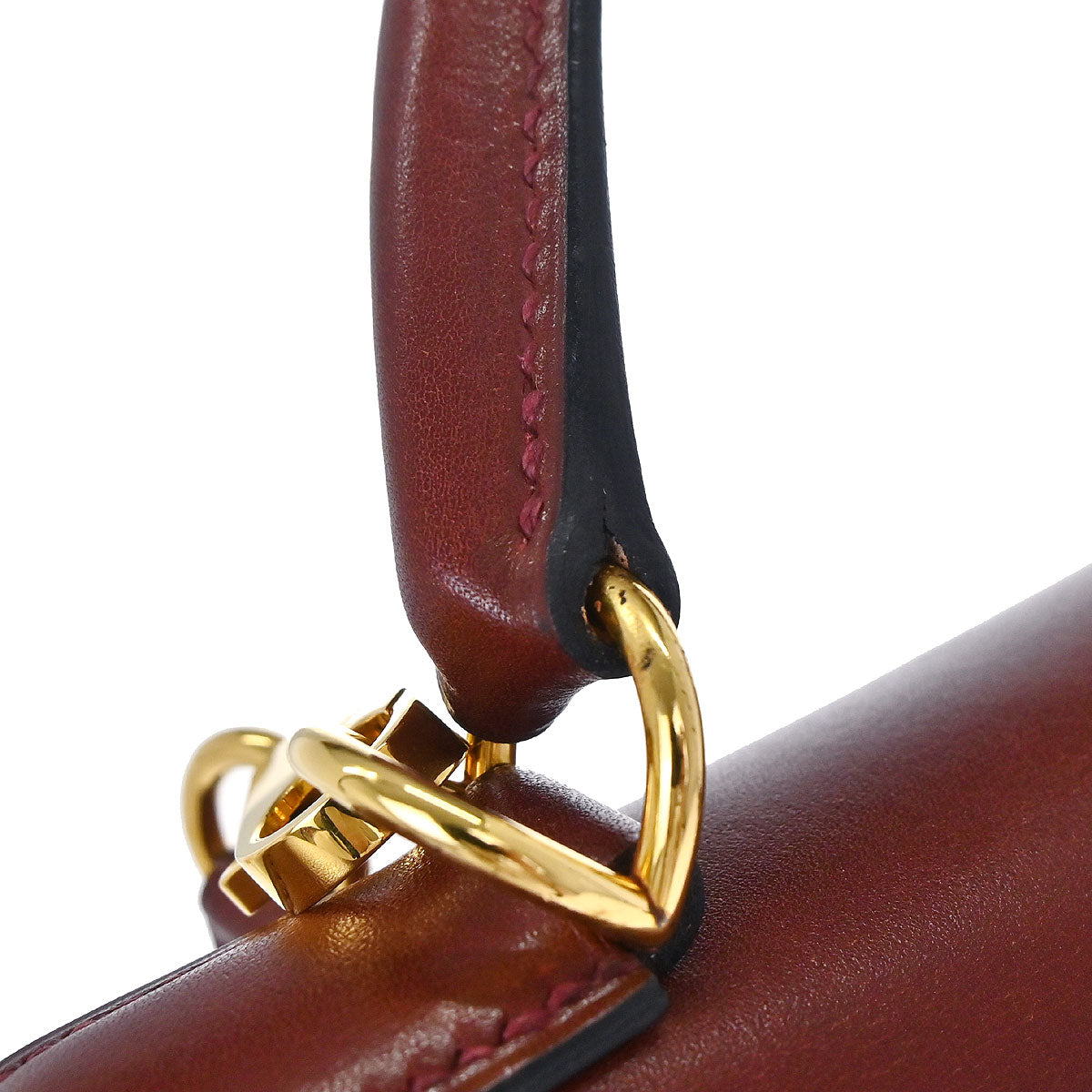 Hermes Rouge H Box Calf Kelly 32 Sellier 2way Shoulder Handbag