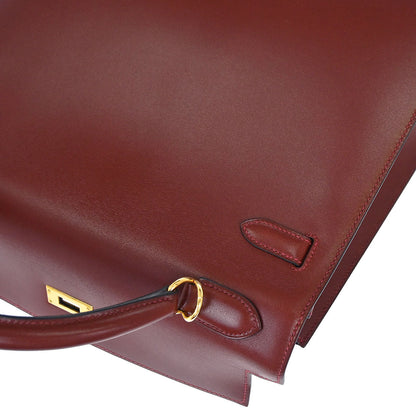 Hermes Rouge H Box Calf Kelly 32 Sellier 2way Shoulder Handbag
