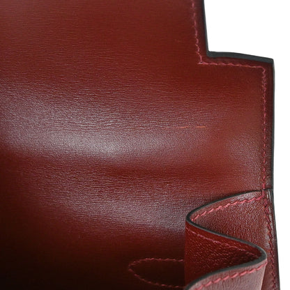 Hermes Rouge H Box Calf Kelly 32 Sellier 2way Shoulder Handbag