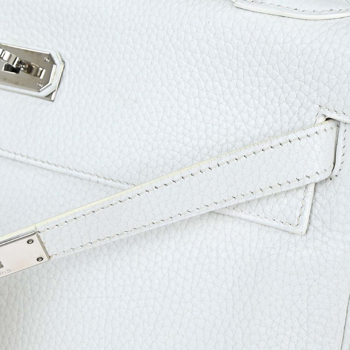 Hermes White Taurillon Clemence Kelly 32 Retourne 2way Shoulder Handbag