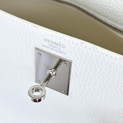 Hermes White Taurillon Clemence Kelly 32 Retourne 2way Shoulder Handbag