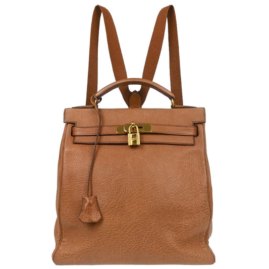 Hermes Brown Buffle Skipper Kelly A Dos GM Backpack