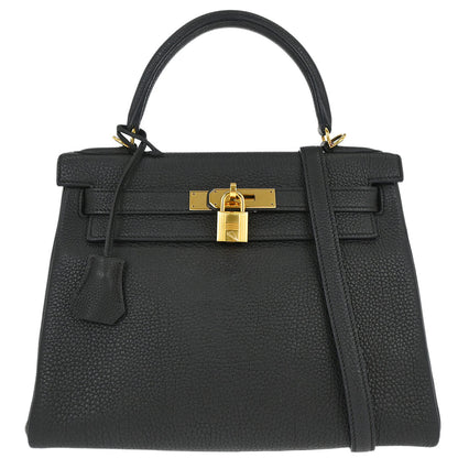 Hermes Black Togo Kelly 28 Retourne 2way Shoulder Handbag