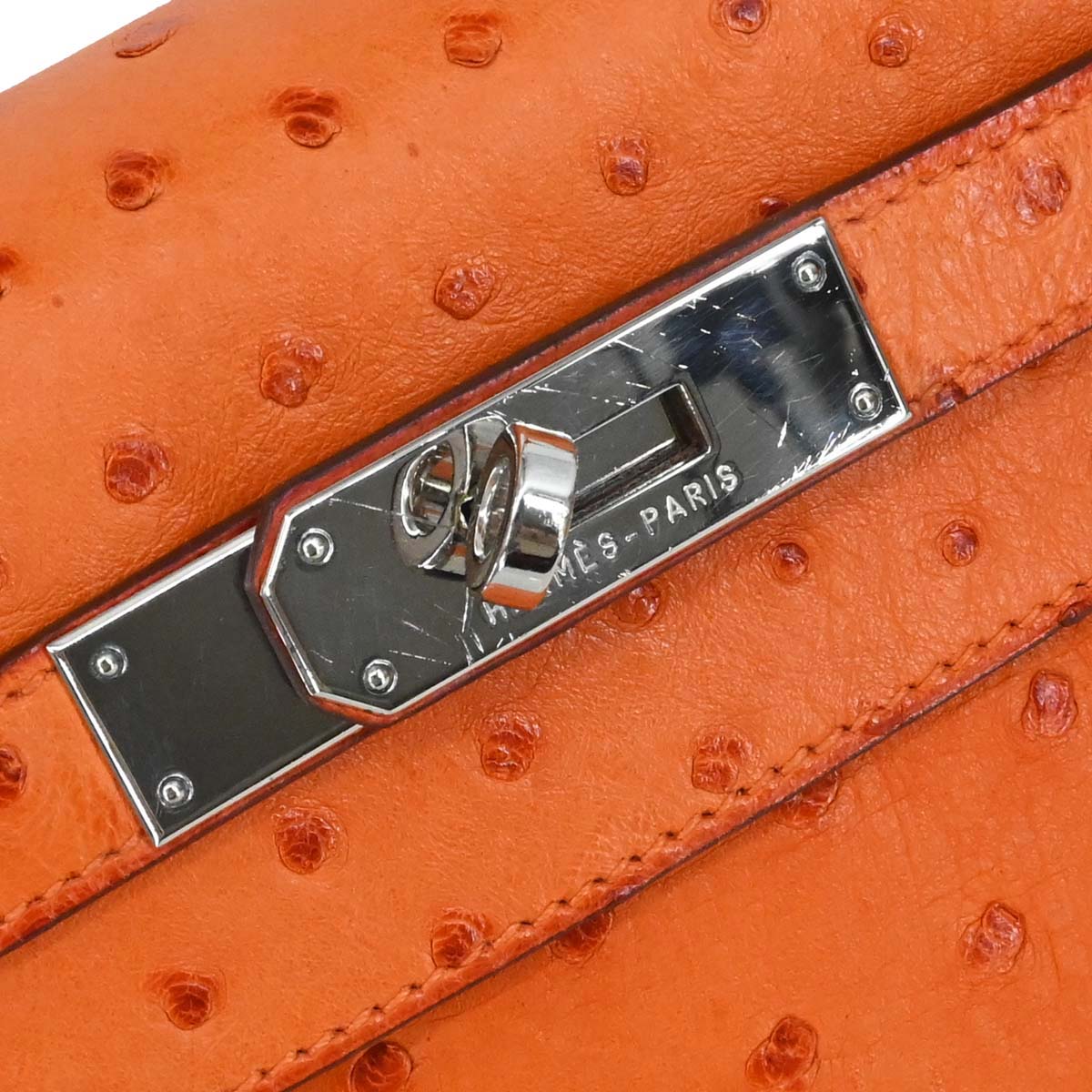 Hermes * Orange Ostrich Kelly 28 Retourne 2way Shoulder Handbag