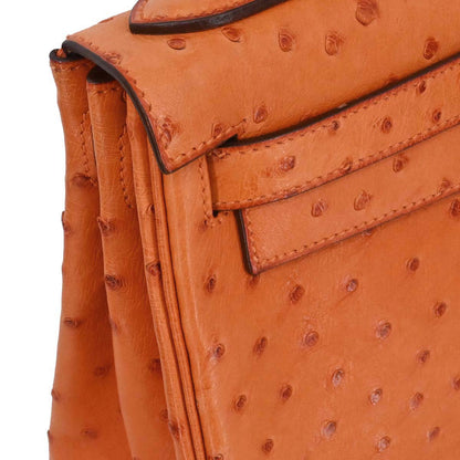 Hermes * Orange Ostrich Kelly 28 Retourne 2way Shoulder Handbag