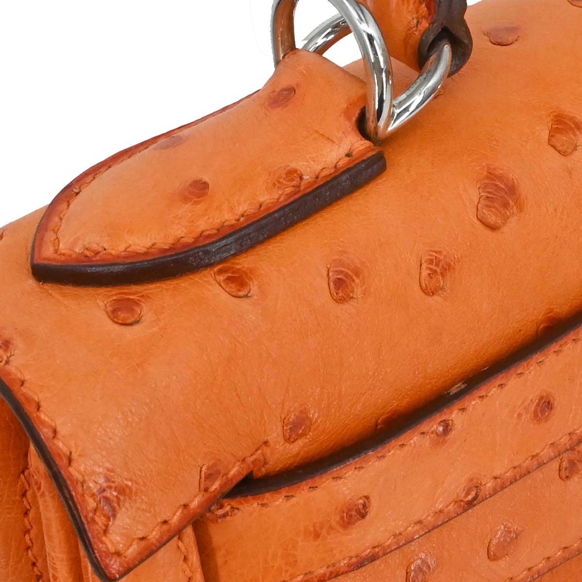 Hermes * Orange Ostrich Kelly 28 Retourne 2way Shoulder Handbag