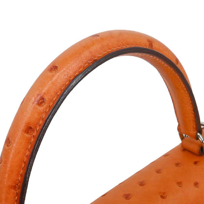 Hermes * Orange Ostrich Kelly 28 Retourne 2way Shoulder Handbag