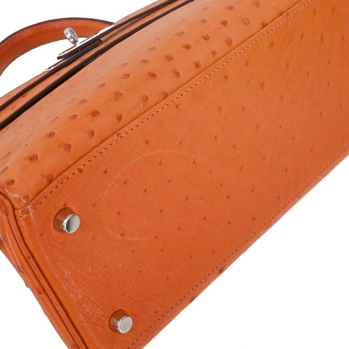 Hermes * Orange Ostrich Kelly 28 Retourne 2way Shoulder Handbag