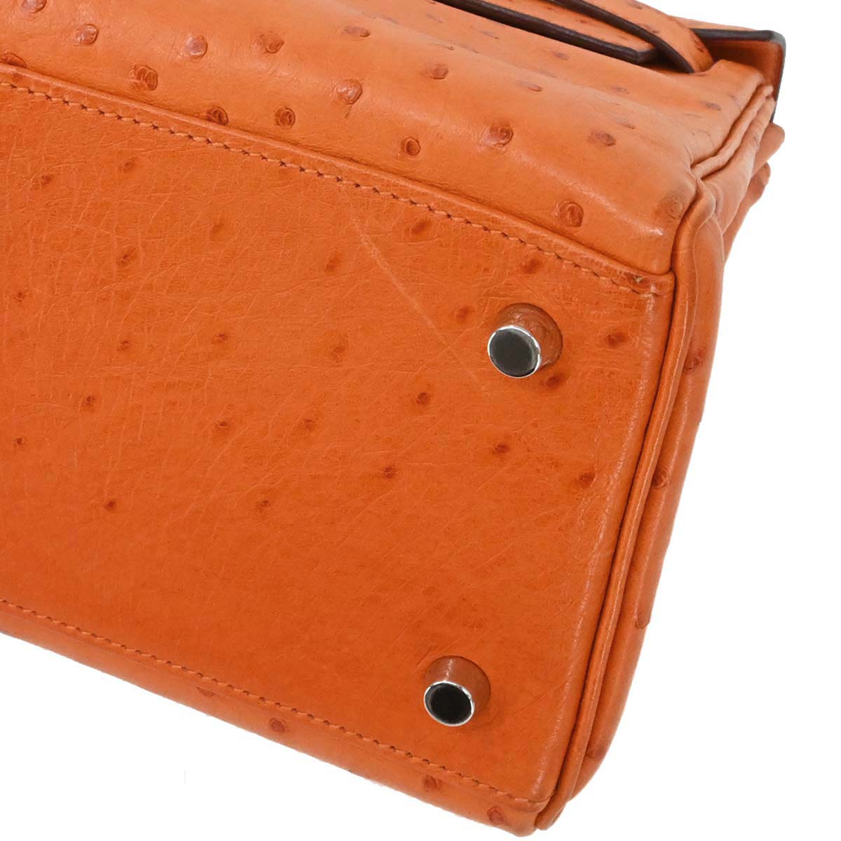 Hermes * Orange Ostrich Kelly 28 Retourne 2way Shoulder Handbag