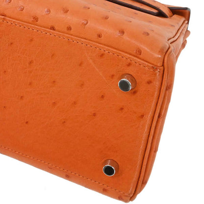 Hermes * Orange Ostrich Kelly 28 Retourne 2way Shoulder Handbag