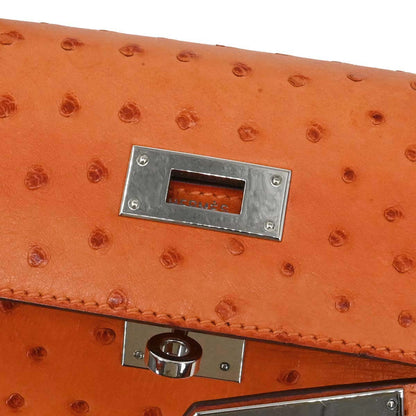 Hermes * Orange Ostrich Kelly 28 Retourne 2way Shoulder Handbag