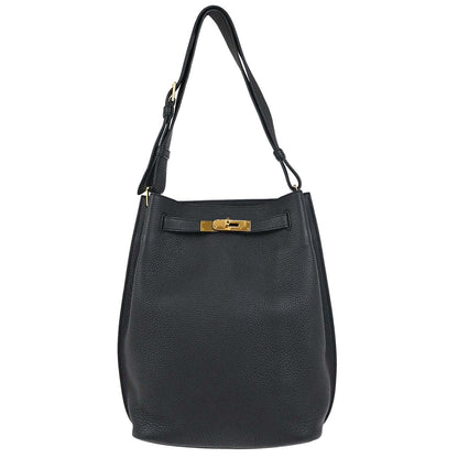 Hermes Black Togo So Kelly 22 Shoulder Bag