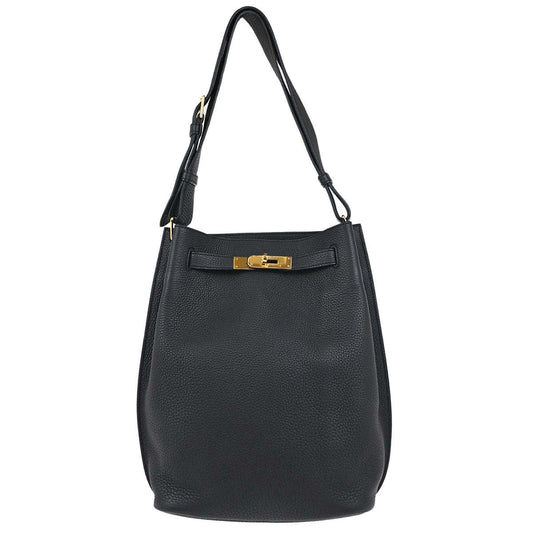 Hermes Black Togo So Kelly 22 Shoulder Bag