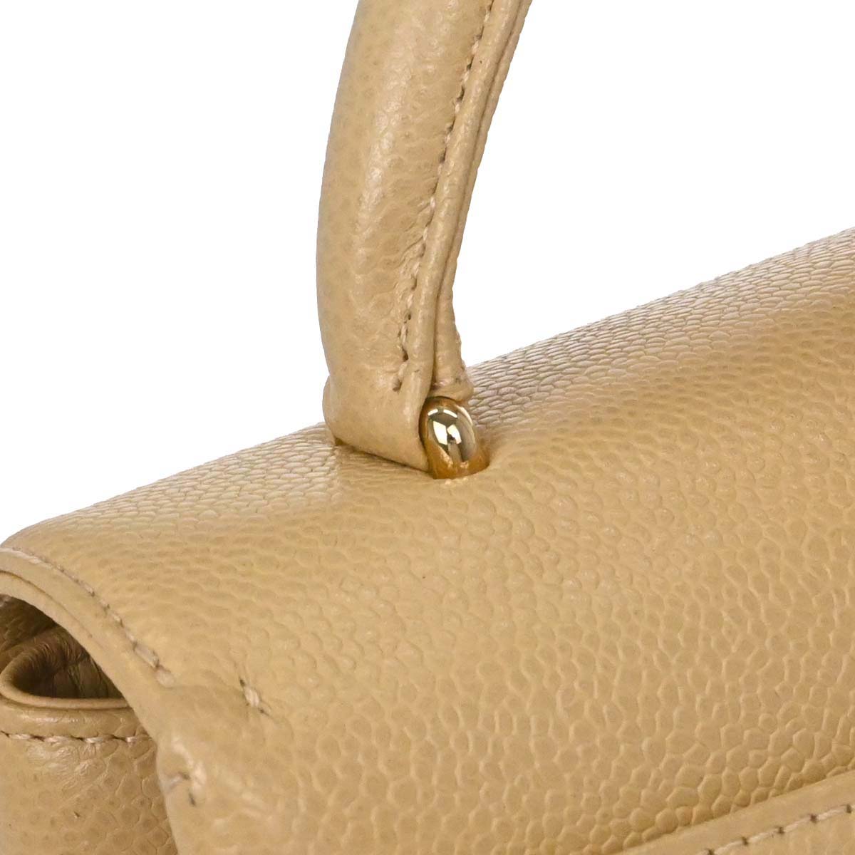 Chanel 1997-1999 Beige Caviar Skin Kelly Top Handle Handbag