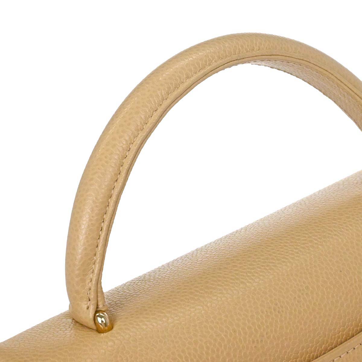 Chanel 1997-1999 Beige Caviar Skin Kelly Top Handle Handbag