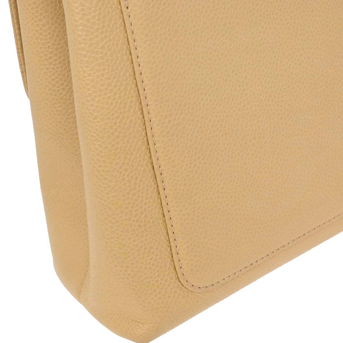 Chanel 1997-1999 Beige Caviar Skin Kelly Top Handle Handbag