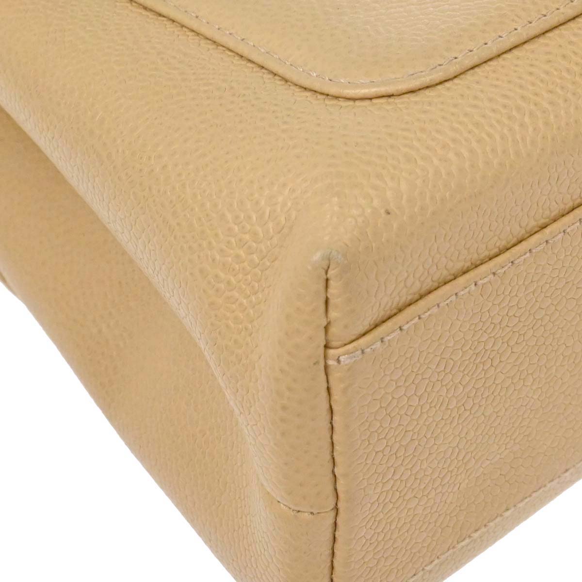 Chanel 1997-1999 Beige Caviar Skin Kelly Top Handle Handbag
