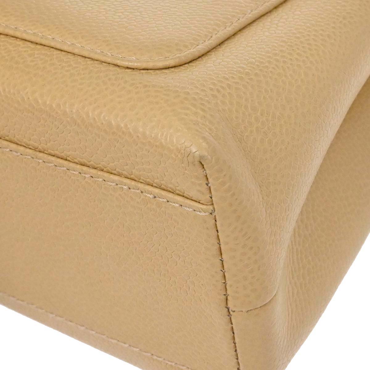 Chanel 1997-1999 Beige Caviar Skin Kelly Top Handle Handbag