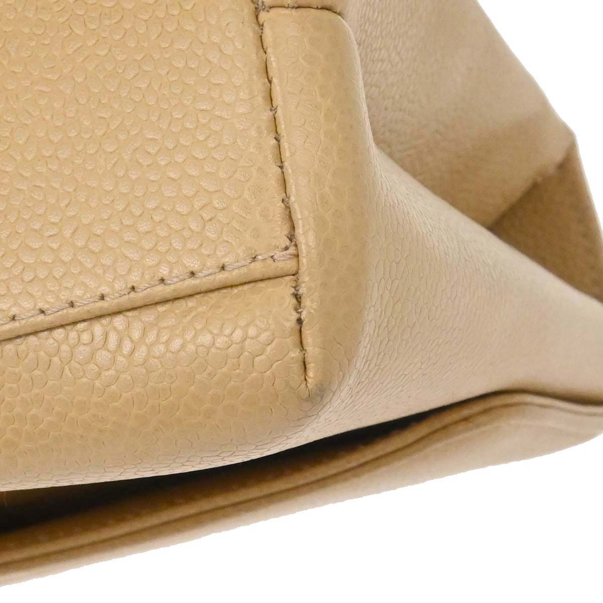 Chanel 1997-1999 Beige Caviar Skin Kelly Top Handle Handbag