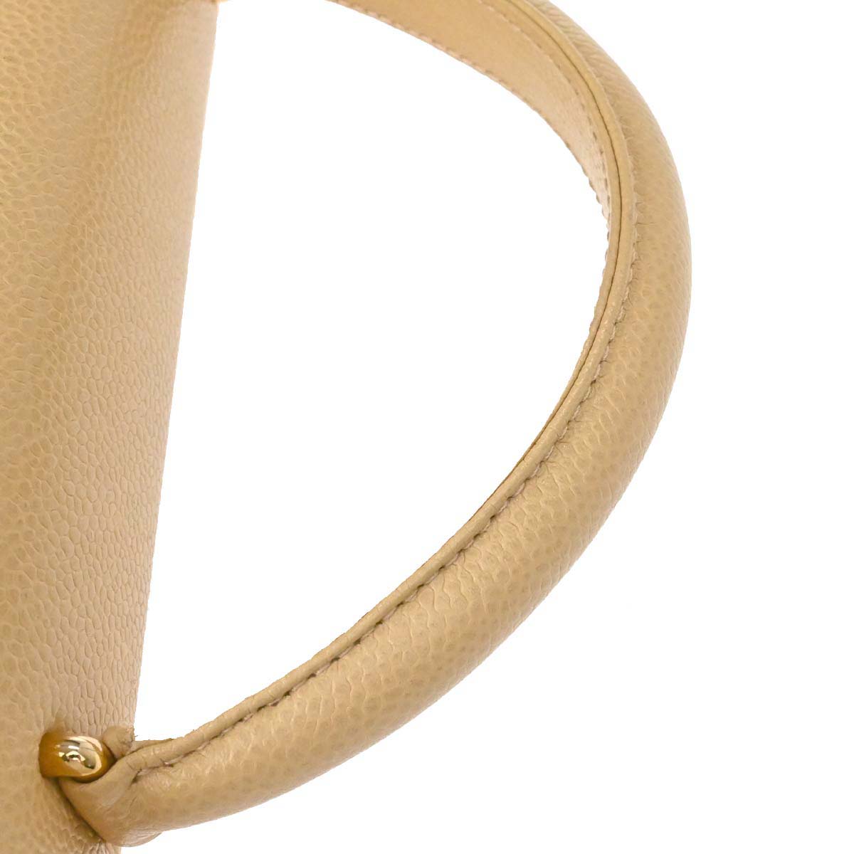 Chanel 1997-1999 Beige Caviar Skin Kelly Top Handle Handbag