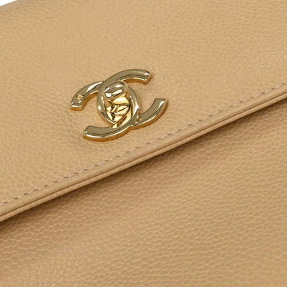 Chanel 1997-1999 Beige Caviar Skin Kelly Top Handle Handbag