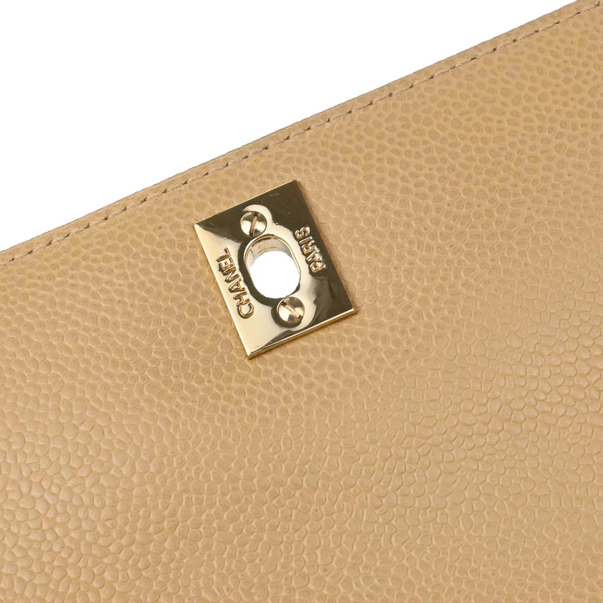 Chanel 1997-1999 Beige Caviar Skin Kelly Top Handle Handbag