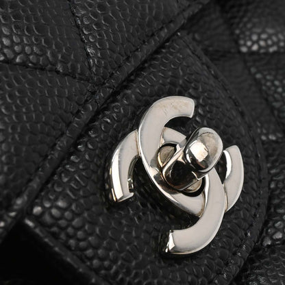 Chanel 2010-2011 Black Caviar Medium Classic Double Flap Shoulder Bag