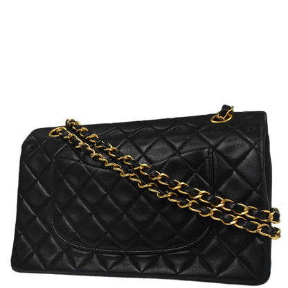 Chanel 1991-1994 Black Lambskin Medium Classic Double Flap Shoulder Bag