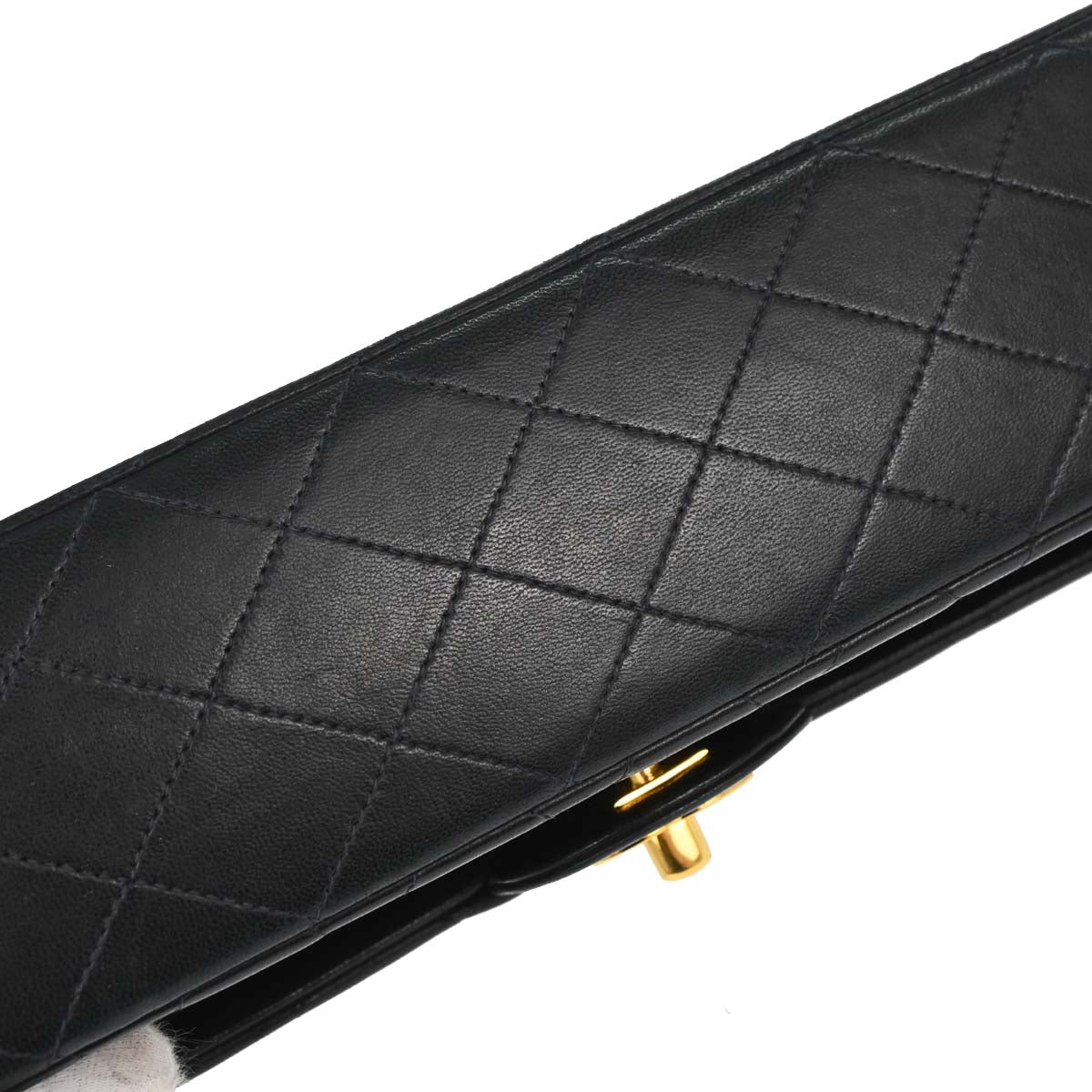 Chanel 1991-1994 Black Lambskin Medium Classic Double Flap Shoulder Bag