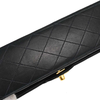 Chanel 1991-1994 Black Lambskin Medium Classic Double Flap Shoulder Bag