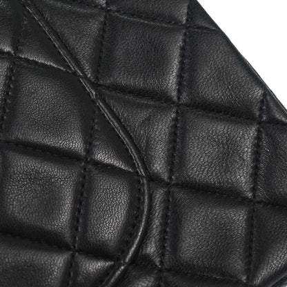 Chanel 1991-1994 Black Lambskin Medium Classic Double Flap Shoulder Bag