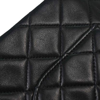 Chanel 1991-1994 Black Lambskin Medium Classic Double Flap Shoulder Bag