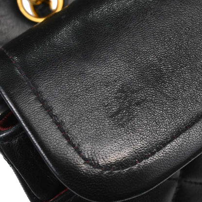 Chanel 1991-1994 Black Lambskin Medium Classic Double Flap Shoulder Bag