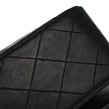 Chanel 1989-1991 Black Lambskin Turnlock Small Full Flap Shoulder Bag