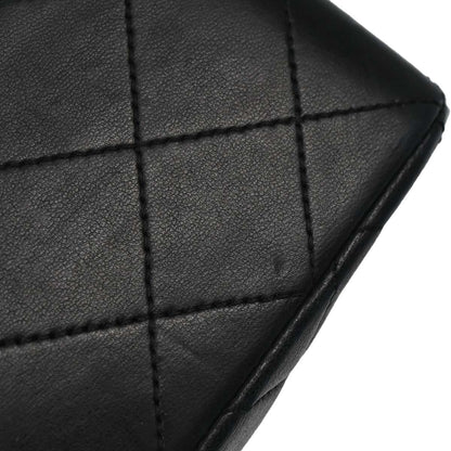 Chanel 1989-1991 Black Lambskin Turnlock Small Full Flap Shoulder Bag