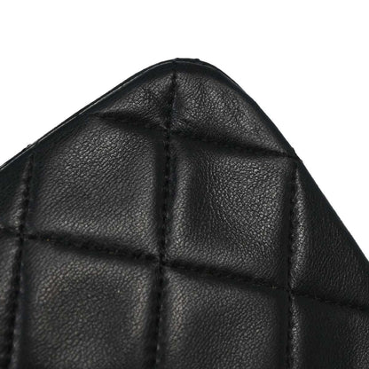 Chanel 1989-1991 Black Lambskin Turnlock Small Full Flap Shoulder Bag