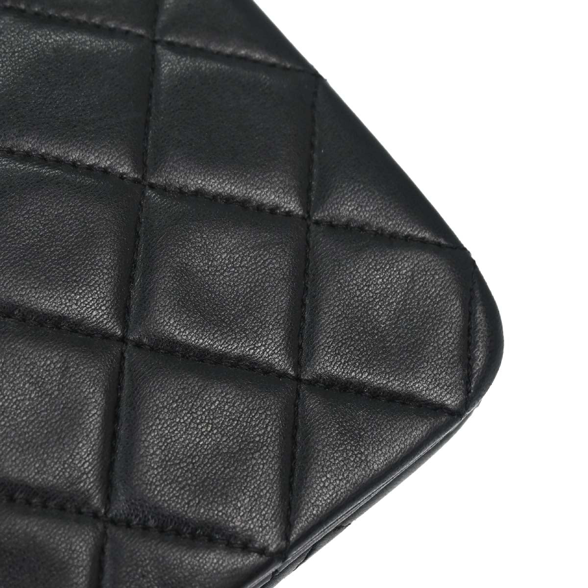 Chanel 1989-1991 Black Lambskin Turnlock Small Full Flap Shoulder Bag
