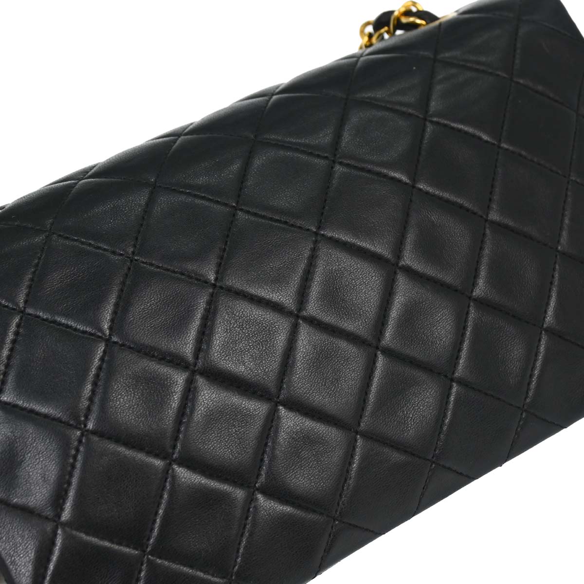 Chanel 1989-1991 Black Lambskin Turnlock Small Full Flap Shoulder Bag