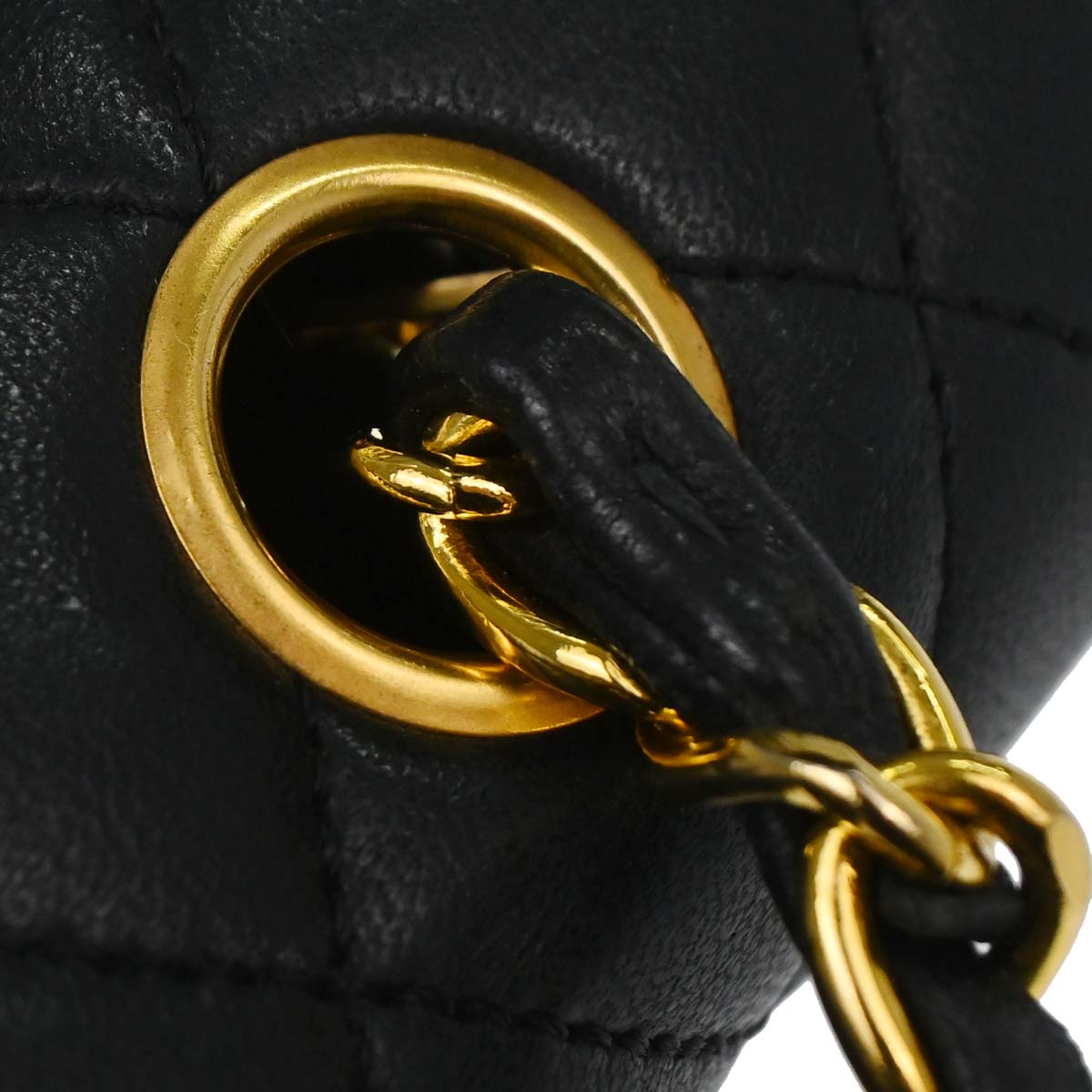 Chanel 1989-1991 Black Lambskin Turnlock Small Full Flap Shoulder Bag