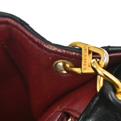 Chanel 1989-1991 Black Lambskin Turnlock Small Full Flap Shoulder Bag
