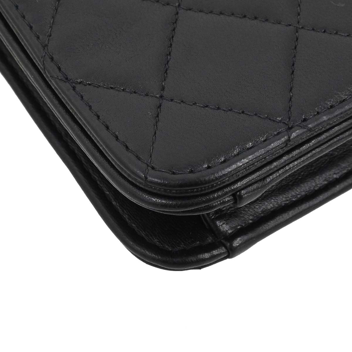 Chanel 1996-1997 Black Lambskin Pushlock Mini Full Flap Shoulder Bag