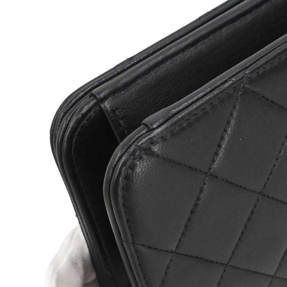 Chanel 1996-1997 Black Lambskin Pushlock Mini Full Flap Shoulder Bag
